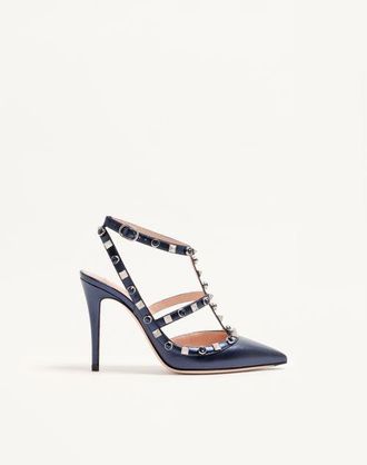 Valentino Garavani Rockstud Pumps In Laminated Nappa With Cabochon 100Mm Wo