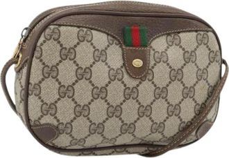Gucci Pre-owned GG Canvas Shoulder Bag - Dames - Vintage Schoudertas - Beige - ONE Size - Leer - Vintage