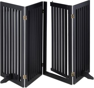 Relaxdays Relaxdays - Barrera Seguridad Perros, Valla Protectora, Puerta, 92x206cm, Plegable, Cerca Protecci&oacute;n Mascotas, Negro