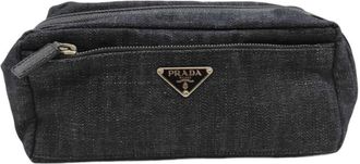 Prada Navy Denim Pouch (Pre-Owned)