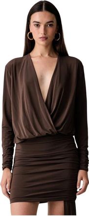 Pinko Pinko, Kleedjes, Dames, Bruin, XS, Wrap Mini Jurk