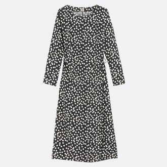 La Redoute Collections Rechte maxi-jurk met stippenoverslag