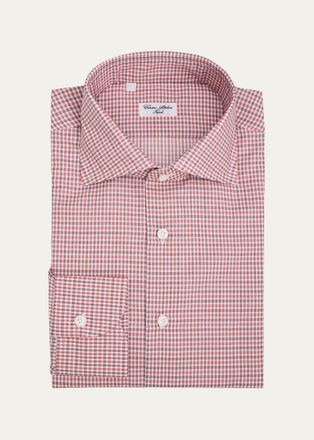 Cesare Attolini Mens Checked Cotton Dress Shirt