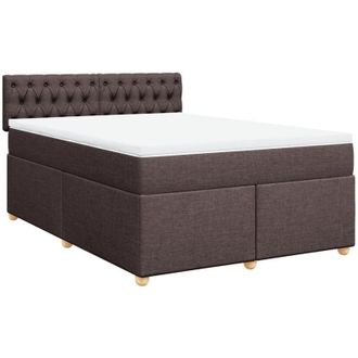 vidaXL Vidaxl - Cama Box Spring Con Colch&oacute;n Tela Marr&oacute;n Oscuro 140x190 Cm