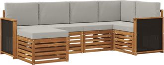vidaXL Conjunto De Sof&aacute;s De Exterior 5 Uds. Natural Y Gris Claro Vidaxl