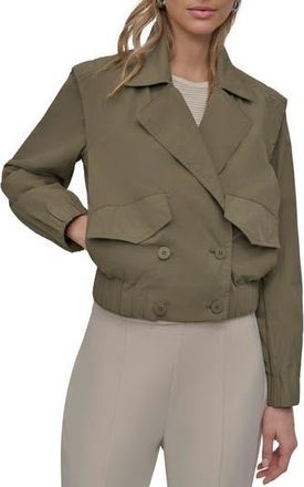 DKNY Crop Trench Jacket in Utility Green at Nordstrom Rack, Size X-Large