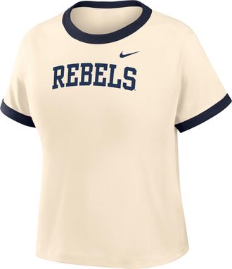 Nike Womens College (Ole Miss Ringer T-Shirt in Brown | IV9364-120