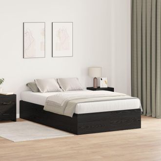 Berkfield Home Storage Bed Frame Black Oak 120x200 cm