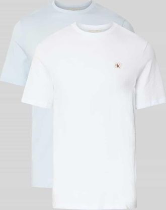 Calvin Klein Jeans T-Shirt mit Label-Patch Modell BADGE im 2er-Pack in Weiss, Gr&ouml;&szlig;e XXL