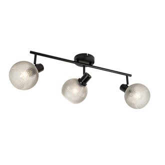 QAZQA Qazqa - Dise&ntilde;o Foco De Dise&ntilde;o Negro Con Cristal Ahumado 3 Luces - Chico Vidrio /acero Alargada Adecuado Para Led Max. 3 X 40 Watt