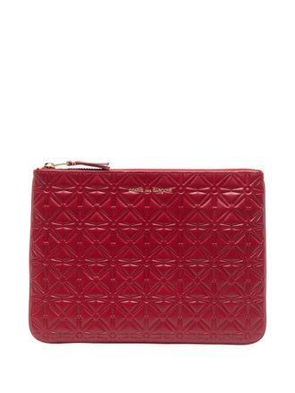 Comme Des Garçons geometric-embossed leather wallet - Red