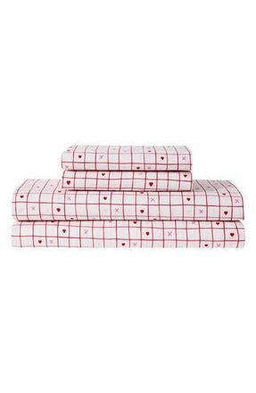 Hallmark Love Grid Sheet Set in White/red at Nordstrom Rack, Size Queen
