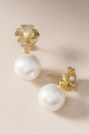 Gemelli Flower Pearl Drop Earrings
