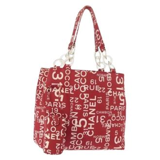 Chanel Pre-owned Tote Bags, female, Red, Size: ONE SIZE Pre-owned Vintage Canvas Tote Bag