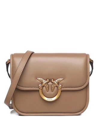 Pinko Love Box leather shoulder bag - Brown