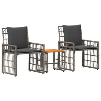 vidaXL Juego De Muebles De Exterior 3 Uds. Negro Y Gris Oscuro Vidaxl