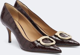 Ferragamo Lara Gancini croc-effect leather pumps