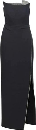 Roland Mouret Strapless Wool Silk Embellished Maxi Jurk - Dames - Feestkleedjes - Zwart - XS - Wol - Kleedjes