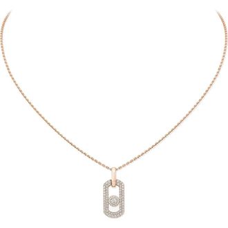 Messika So Move Diamond Pav&eacute; 18K Gold Necklace in Pink Gold at Nordstrom
