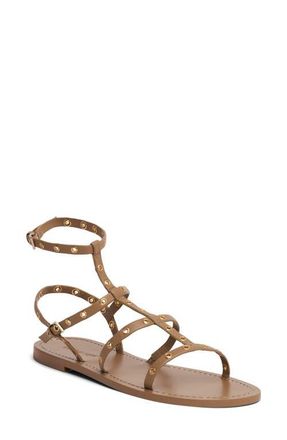 Cinq &agrave; Sept Ariella Studded Cage Sandal in Brown Sugar at Nordstrom, Size 8.5Us