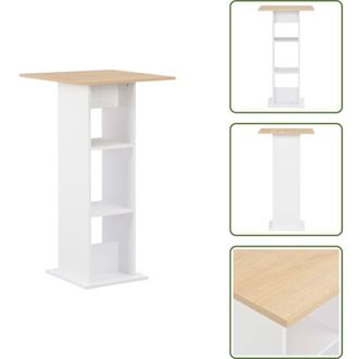 vidaXL Tavolo da bar bianco rovere sonoma - vidaXL Tavolo da Bar Bianco e Rovere Sonoma 60x60x110 cm - Tavolo da bar resistente