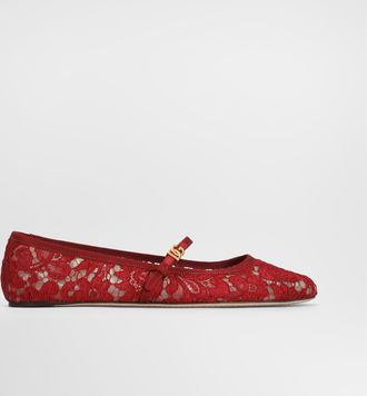 Dolce & Gabbana Lace Ballet Flats - Woman Flat Shoes Multi-colored 37.5