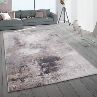 Paco Home Paco Home - Alfombra Sal&oacute;n Pelo Corto Pastel Moderna Abstracta Beige Crema Antracita 120x170 Cm