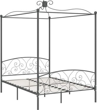 vidaXL Estructura Cama Con Dosel Sin Colch&oacute;n Metal Gris 140x200 Cm Vidaxl
