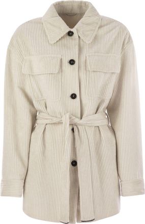Brunello Cucinelli Brunello Cucinelli Womens Corduroy Safari-style Jacket With Jewellery - Ivory viscose - Size EU 40 (Womens)
