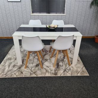 Kosy Koala Modern White & Black Dining Table Set With 4 White Chairs