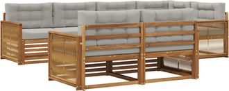 vidaXL Conjunto De Sof&aacute;s De Exterior 7 Uds. Natural Y Gris Claro Vidaxl