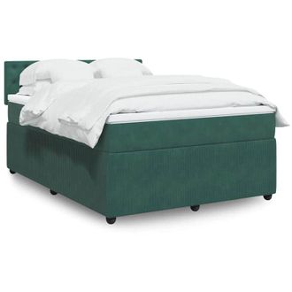 vidaXL Vidaxl - Cama Box Spring Con Colch&oacute;n Terciopelo Verde Oscuro 160x200 Cm