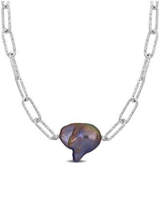 Rina Limor Silver 13-14Mm Pearl Oval Link Necklace