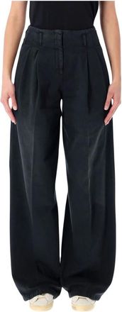 Golden Goose Flavia Wide Leg Broeken - Dames - Wijde Broeken - Zwart - XS - Katoen - Broeken