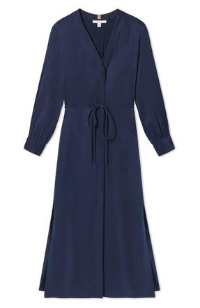 Lunya Washable Silk Long Robe in Deep Blue at Nordstrom, Size Medium