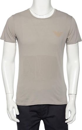 Emporio Armani Grey Logo Generationy Printed Cotton Crewneck T-Shirt
