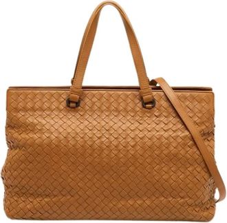 Bottega Veneta Pre-owned Leren Tote Bag - Dames - Vintage Shopper - Bruin - ONE Size - Leer - Vintage