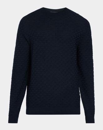 Giorgio Armani Geometric Textured Virgin Wool Crewneck Sweater
