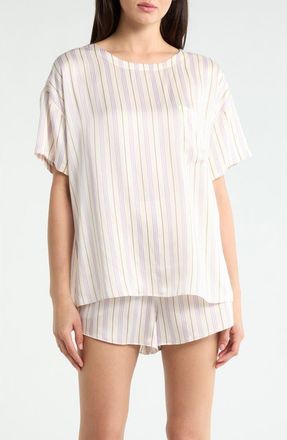 Lunya Washable Silk Tee Short Pajamas in Wisteria Stripe at Nordstrom, Size X-Small