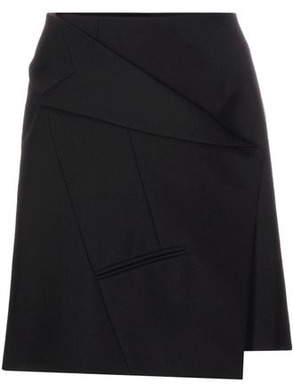 Alexander McQueen asymmetric miniskirt - women - Wool/Cupro - 40 - Black