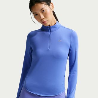 Nike Womens Swift Dri-FIT UV 1/4-Zip Running Top in Blue | HQ0499-570