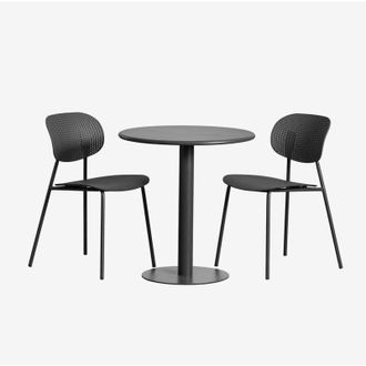 Sklum Sklum - Set De Mesa Redonda (&oslash;70 Cm) Mizzi Y 2 Sillas De Jard&iacute;n Tupah