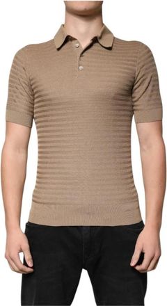 Dolce & Gabbana Zijden Polo Shirt met Kraag - Heren - Polos - Bruin - XS - Tops