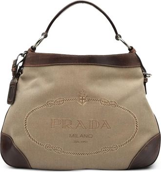 Prada 2013-2025 Canvas Canapa Logo hobo bag - women - Canvas/Leather - One Size - Brown