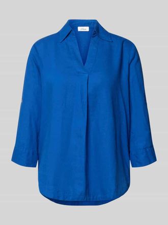 s.Oliver Red Label Relaxed Fit Hemdbluse aus Leinen-Viskose-Mix in Royal, Gr&ouml;&szlig;e 34