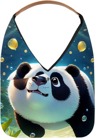 Generic Lovely Panda Swims Underwater Reusable Lightweight Grocery Bags - Foldable Into Compact Pouch, Washable & Sturdy, Multipurpose for Shopping and Travel
