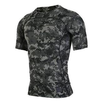 Nike Mens Nike Gym Running Basketball Training Breathable Quick Dry Short Sleeve Camouflage T-Shirt 828177-037