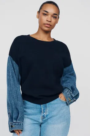 English Factory Plus Denim Twofer Sweatshirt