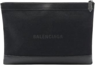 Balenciaga Pre-owned Navy Clip M Canvas Leren Clutch - Heren - Vintage Clutch - Zwart - ONE Size - Leer - Vintage