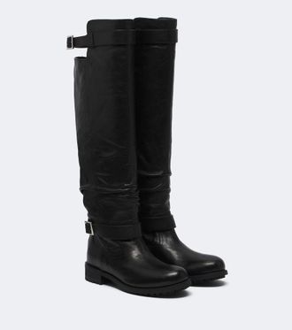 Jimmy Choo London Biker leather knee-high boots
